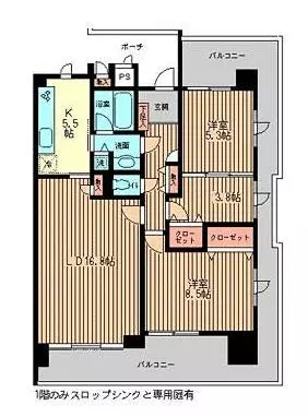 ガーデン文京白山 4階 2SLDKの間取り