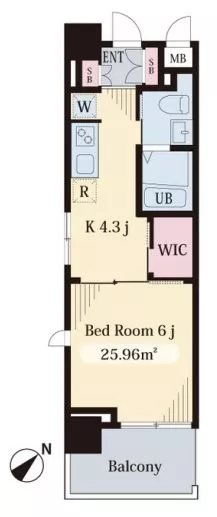 セトルコート文京千石 3階 1Kの間取り