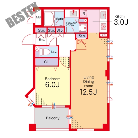 AZ小石川 4階 1LDKの間取り
