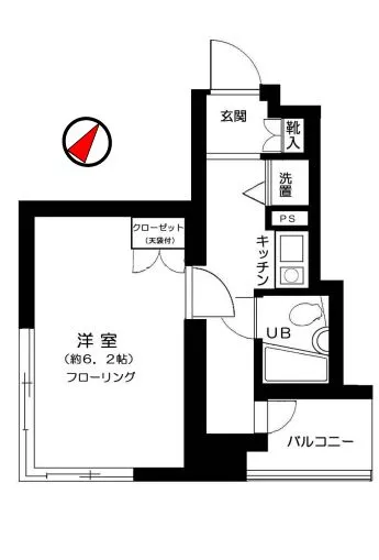 藤和シティコープ御茶ノ水吉田ビル 6階 1Kの間取り