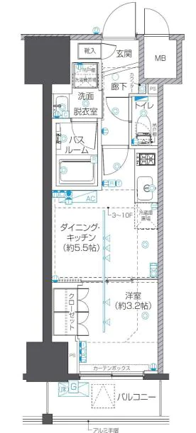 【新築】ZOOM本郷 5階 1DKの間取り