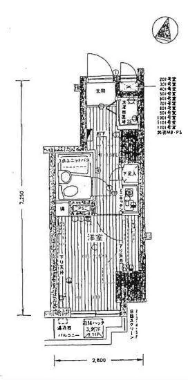 ライオンズプラザ白山 6階 1Kの間取り