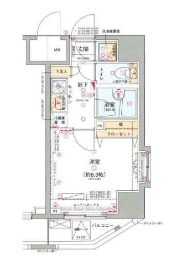 コンシェリア御茶ノ水 7階 1Kの間取り