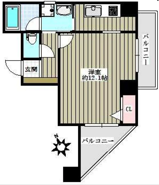 シティコート春日 10階 1Rの間取り