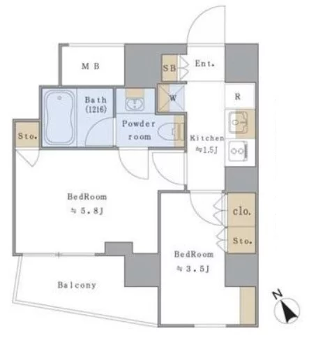 Brillia ist 文京茗荷谷(ブリリアイスト文京茗荷谷) 4階 2Kの間取り