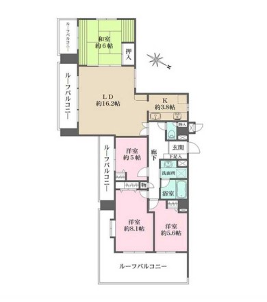 エスバイエルマンション小石川 7階 4LDKの間取り