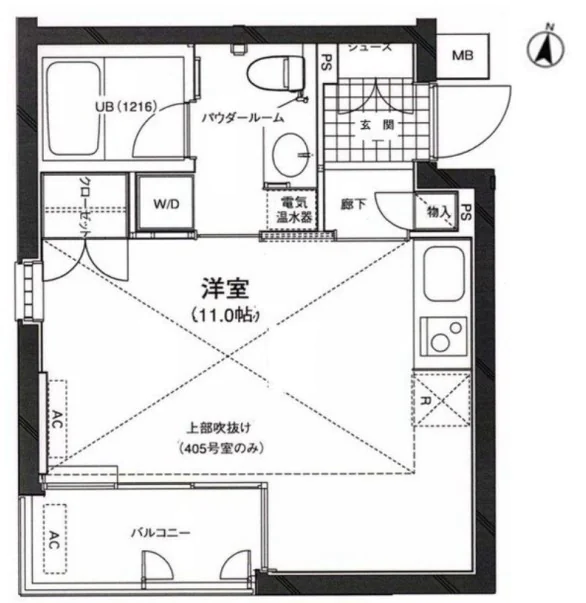 カーサ・デル・ソル小石川 3階 1Rの間取り