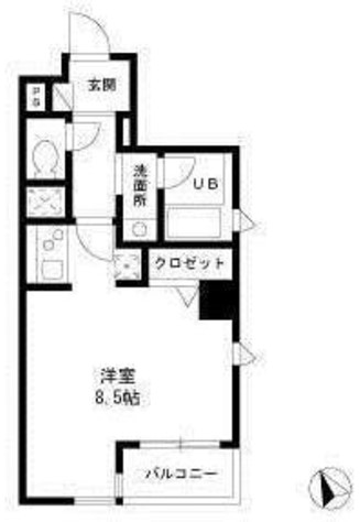 セントレジスM 2階 1Kの間取り