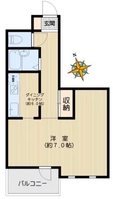 アスパ小石川 3階 1DKの間取り