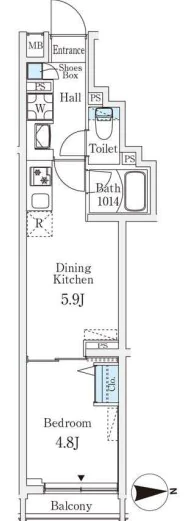 ロスアルコス千駄木 1階 1DKの間取り