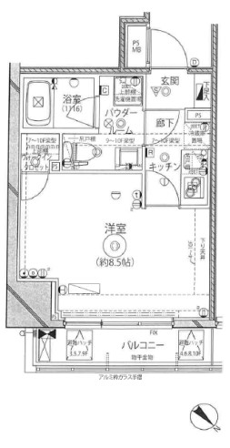 【駒込駅徒歩7分】セジョリ駒込 7階 1Kの間取り