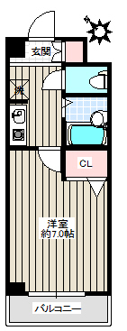 ピュアステージ21 2階 1Kの間取り