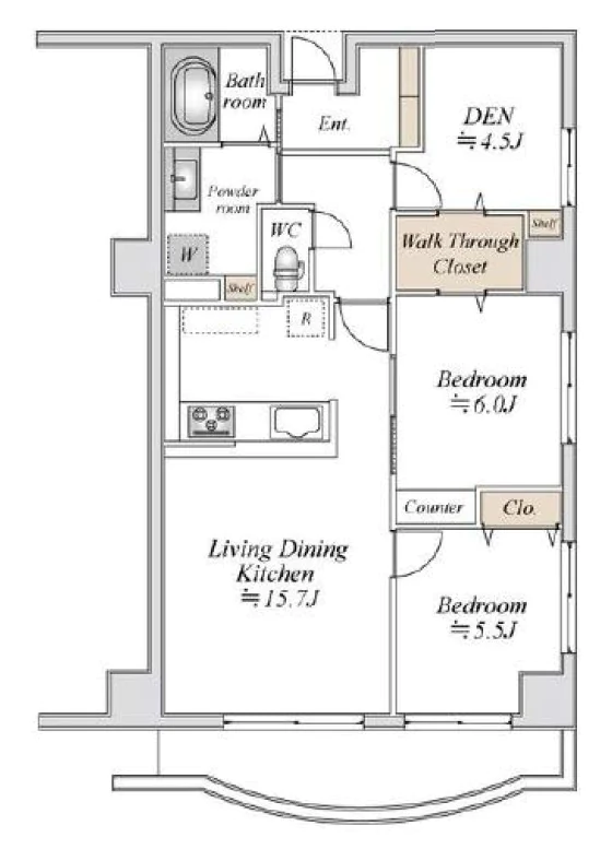コロネード春日 9階 3LDKの間取り