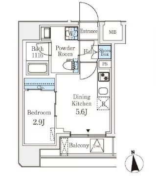 クラリティア文京湯島 5階 1DKの間取り