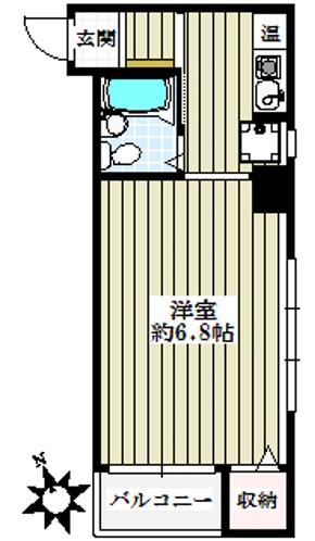 エーデルワイス 4階 1Kの間取り