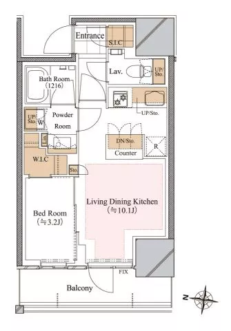 【築浅】ブランシエスタ白山 10階 1LDKの間取り