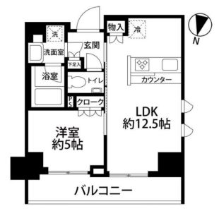 パークリュクス小石川 7階 1LDKの間取り