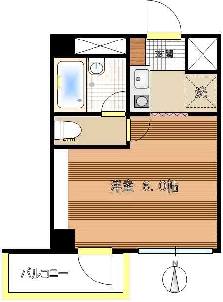 海野ビル 2階 1Kの間取り