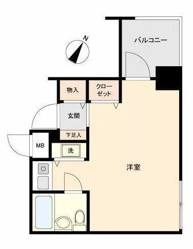 ジョイフル六義園 2階 1Rの間取り