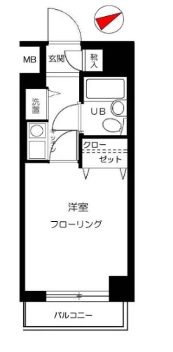 【分譲賃貸】アドリーム千駄木 8階 1Kの間取り