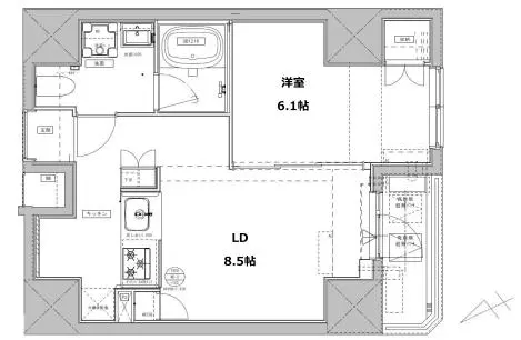 【新築】ジェノヴィア文京千駄木 11階 1LDKの間取り