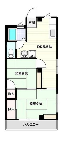 鈴木マンション 2階 2DKの間取り