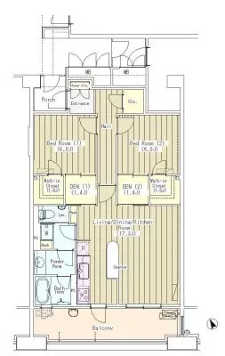 マチュリティ小石川 5階 2LDKの間取り