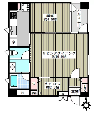 コート本郷 4階 1SLDKの間取り