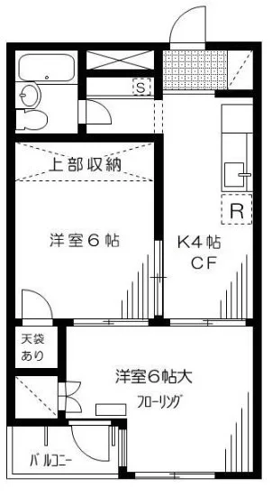 グリーンハイツ本郷 3階 2Kの間取り