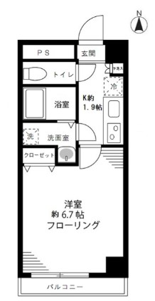 パティオ・デ本郷 3階 1Kの間取り