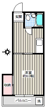 ステラ星野 4階 1Kの間取り