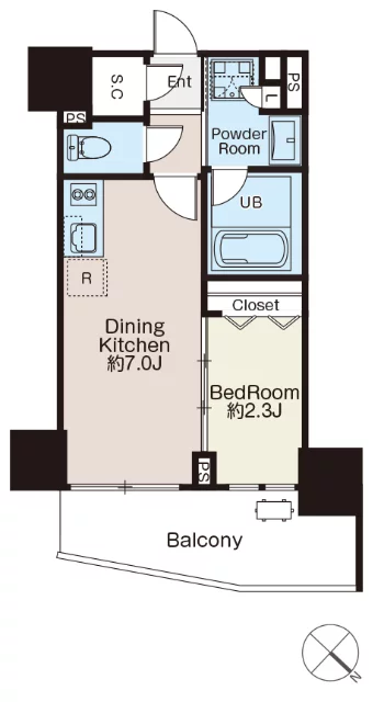 クラシアム文京白山 6階 1DKの間取り