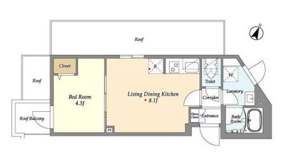 【新築】ウェルスクエア新大塚 1階 1LDKの間取り