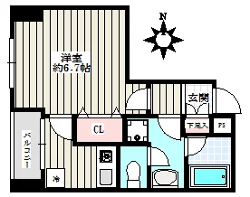 エフティー本郷 2階 1Kの間取り