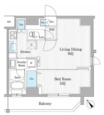 【築浅】パティオスクエア御茶ノ水 5階 1LDKの間取り