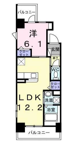 【新築】レパラール関口 4階 1LDKの間取り
