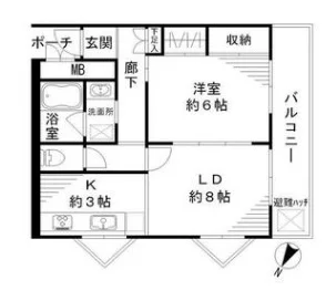 コートアヴェニュー文京本駒込 2階 1LDKの間取り