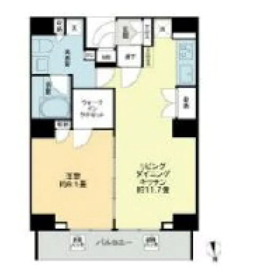 【新築】VIOR文京関口 11階 1LDKの間取り