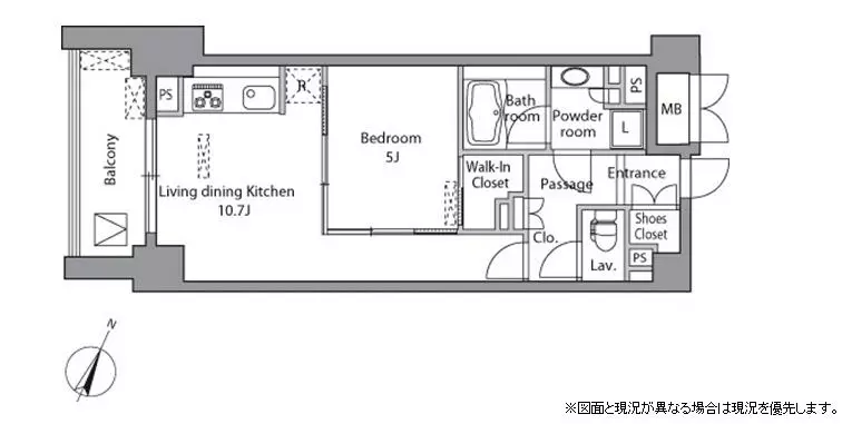 レジディア水道橋 5階 1LDKの間取り