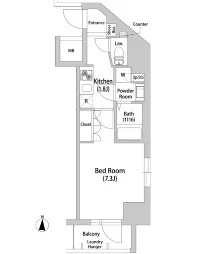 Brisa本郷真砂 8階 1Kの間取り