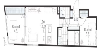 湯島レーベル 2階 2LDKの間取り