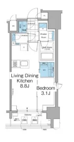 ルフォンプログレ本郷三丁目 7階 1DKの間取り