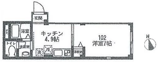 パークサイドフレンズ 1階 1Kの間取り