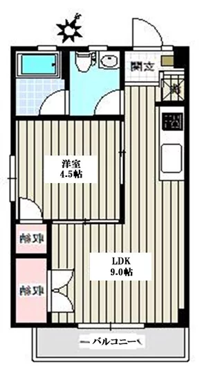 ヴィラコンフォルト 1階 1LDKの間取り