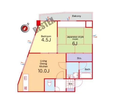 一色館 3階 2LDKの間取り