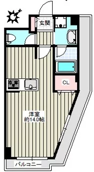 カーサーシンセラー 6階 1Rの間取り