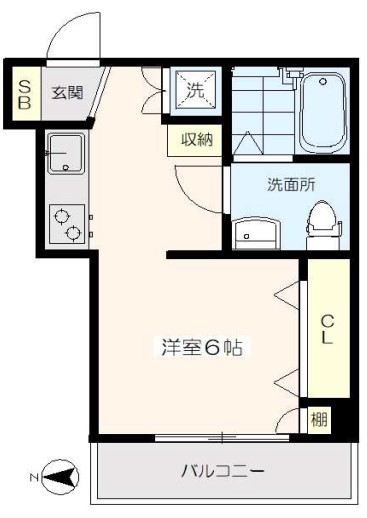 第27宮庭マンション 3階 1Kの間取り