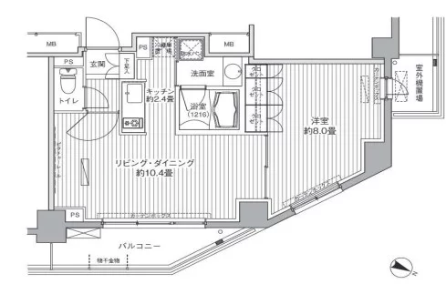 ヒューリックレジデンス茗荷谷 6階 1LDKの間取り