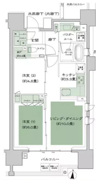 【新築分譲】シティハウス湯島ステーションコート 8階 2LDKの間取り