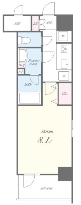 アヴェニールホンゴウ 2階 1Kの間取り